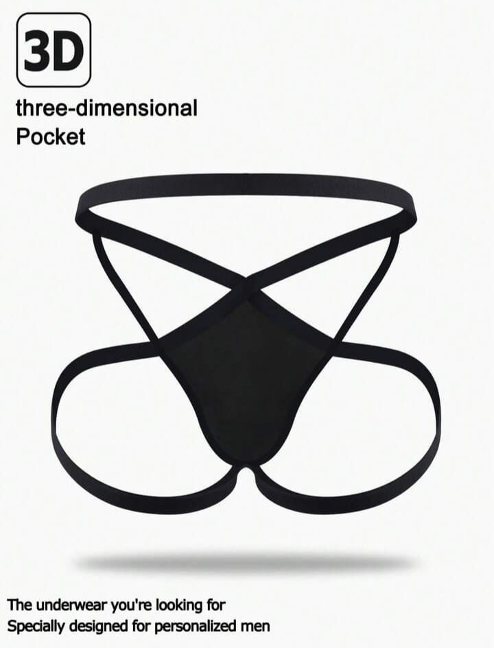 Fashionable Solid Black Color Alluring Black Trim Men's Underwear